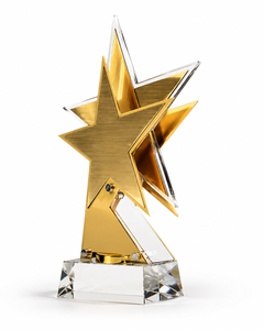 Trophée étoile en acrylique bronze Champion personnalisé, imprimé offset, recyclable, durable, magnifique récompense de reconnaissance - Product Image 1