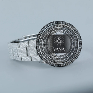 นาฬิกาข้อมือผู้ชาย VANA JEWELS สไตล์ฮิปฮอปสุดหรู ประดับเพชรโมอิสซาไนต์ ตัวเรือนสแตนเลสทรงกลม หน้าปัดอนาล็อก ระบบกลไก กระจก  ฝังเพชรเต็มหน้าปัด - Product Image 3