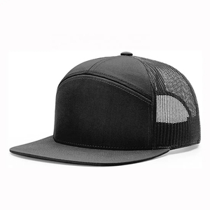 Nouveauté 2026 Casquettes 7 panneaux personnalisables de haute qualité, Casquette snapback à visière plate en sergé de coton vierge, Casquette 6 panneaux avec œillets métalliques, Vente en gros - Product Image 4