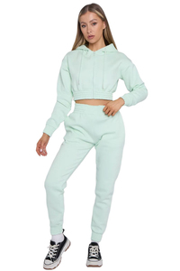 Conjunto de Dos Piezas para Mujer, Estilo Minimalista, Sudadera Corta con Cierre Completo, Pantalones Deportivos de Corte Holgado, Material Orgánico Sostenible - Product Image 5