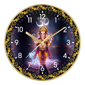 Ganpati Personalized Digital Printing Silent <b>Movement</b> Battery Operated Wall <b>Clock</b> Gift Set for Mother's Day & Christmas - Product Image 1