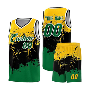 Ensemble de maillot et short de basketball respirant unisexe, personnalisable, en maille respirante à flux d'air - Product Image 2