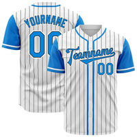 Maillot de baseball pour homme, rayé, manches courtes, polyester, fermeture à boutons, nom et numéro personnalisés, évacuation de l'humidité
