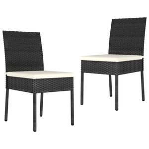 Chaises de patio en poly rotin 2pcs en noir - Product Image 1