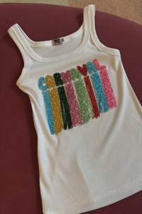 Trendy <b>Beaded</b> Carnival Lettering White Tank Top Cotton Ribbed Fabric Festival Party Wear Sleeveless Vest Summer Women Clothing - Product Image 2