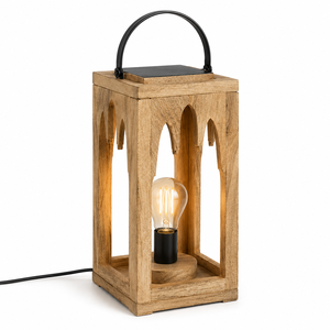 Lanterne à bougie traditionnelle en bois, conçue pour la décoration festive de la maison, offrant un caractère artisanal et une éclairage chaleureux. - Product Image 1