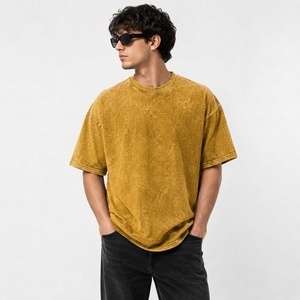 เสื้อยืดคอตตอนทรงโอเวอร์ไซส์ ย้อมสีแบบ Stone Washed หนานุ่ม ทรงหลวม ไหล่ตก สไตล์วินเทจ ซีดจาง  รักษ์โลก ใส่สบาย สตรีทแวร์ - Product Image 2