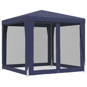 Carpa azul de 8,2 'x 8,2' HDPE para bodas y fiestas con 4 paredes laterales de malla - Product Image 5