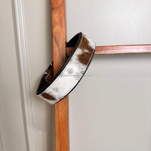 100% poils naturels sur cuir de vachette véritable collier de chien de marque usiné à la main collier rembourré occidental gravé colliers pour animaux de compagnie en cuir véritable - Product Image 4