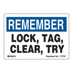 Etiquetas de Bloqueo Transparentes Brady REMEMBER de 3.5 x 5 Pulgadas, Plástico Flexible para Seguridad LOTO - Product Image 1