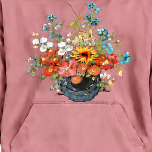 Sweat à capuche rose poudré avec motif floral coloré, coupe oversize, poche kangourou, style décontracté - Product Image 6