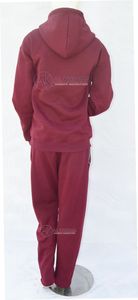 Ensemble de sport deux pièces pour femme, couleur bordeaux, coupe classique, en molleton de coton uni, avec broderie, pour la production de vêtements sous marque privée, partenaire de production - Product Image 4