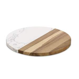 Tabla de cortar de lujo de mármol y madera de acacia para chefs profesionales, preparación de alimentos en la cocina y presentación elegante en la mesa. - Product Image 1