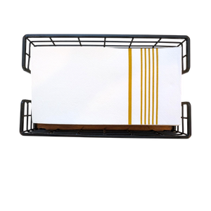 Support à serviettes en bois avec cadre métallique – Panier à serviettes en chêne et fer pour comptoir de salle de bain, salle d'eau et table à manger - Product Image 5