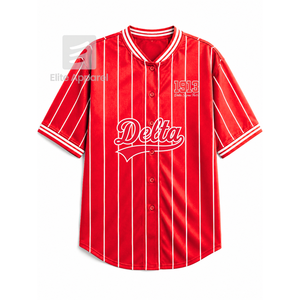 Camiseta personalizada de la hermandad Delta Sigma Theta, manga corta, logotipo en la parte delantera, camisa a rayas roja y blanca para mujer, ropa griega. - Product Image 1