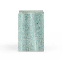 Table d'appoint en coquille de Capiz turquoise avec mosaïque de nacre et étagère inférieure, table de chevet MOP pour mobilier de maison