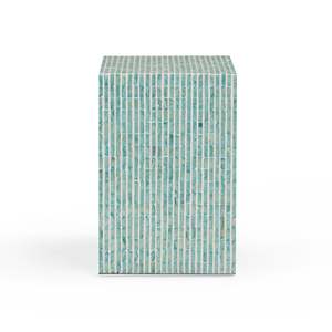 Turquoise Capiz Shell Side <b>Table</b> Mother Of Pearl <b>Mosaic</b> Accent Stand With Lower Shelf MOP Bedside End <b>Table</b> For Home Furniture - Product Image 3