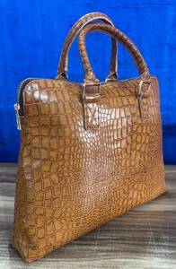 <b>Large</b> Brown Animal Prints Genuine Leather <b>Tote</b> <b>Bag</b> <b>with</b> <b>Zipper</b> Closure Top Handle Laptop Daily Use Shopping <b>Bag</b> - Product Image 2