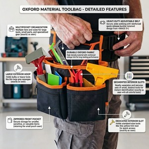 Customizable Heavy Duty Oxford Cloth Waist <b>Tool</b> Belt <b>Bag</b> Multi Pocket Construction Worker Carpenter Pouch With Waist Strap - Product Image 5