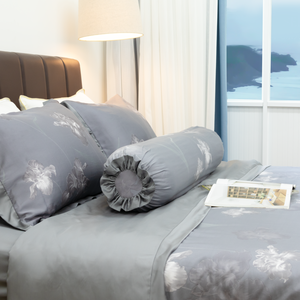 Juego de ropa de cama de estilo europeo de marca de lujo, tamaño Queen King, tejido tipo seda lavado, 300tc, sólido para todas las estaciones - Product Image 1