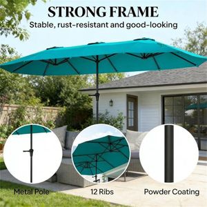 Ombrellone da Terrazzo Blu Navy Senza Base per Patio e Giardino - Product Image 4