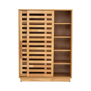 Mueble Moderno de Madera para Almacenamiento de Zapatos con Puertas Corredizas de Listones y Estructura de Madera Sólida para Entrada Zen - Product Image 3