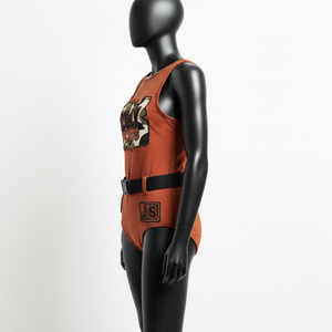 ชุดอาบน้ำผ้าโพลีเอสเตอร์ผสมสแปนเด็กซ์เนื้อนุ่มยืดหยุ่น 220 GSM สีส้มสนิม พร้อมแผ่นผ้าคาดเอว  รับสกรีนโลโก้สำหรับชุดว่ายน้ำผู้หญิง - Product Image 2