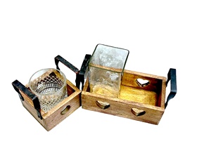 Elegant Rustic Farmhouse Hurricane Wood <b>Candle</b> Holder Square <b>Shape</b> Wrought Iron Handle Handmade Home Decoration for - Product Image 2