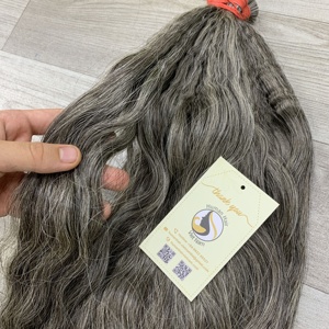 Extensiones de cabello humano ondulado Natural a granel de sal y pimienta intactas alineadas con cutícula doble cruda de alta calidad - Product Image 4