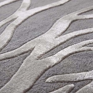 Alfombra de lujo gris y plateada con diseño de ramas, hecha a mano con lana y seda, moderna y de diseño, para sala de estar, dormitorio y decoración del hogar. - Product Image 6