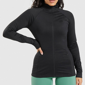Breathable Spandex/Polyester Yoga Skinny Jacket Women Plus Size Athletic Stretch Eco-Friendly Lightweight <b>Zip</b> <b>up</b> Outerwear - Product Image 1
