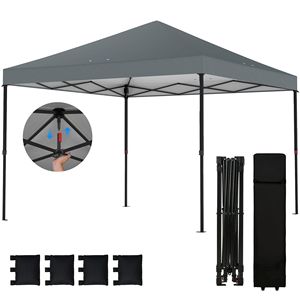 10 X 10 ft Pop up Canopy Tent Outdoor Portable Instant Shelter with One Push Setup and <b>Roller</b> <b>Bag</b> Dark Gray - Product Image 1
