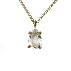 Maravilloso Collar de Plata de Ley 925 con Colgante de Cuarzo Transparente Natural en Forma de Pera Facetada, Venta al por Mayor - Product Image 1