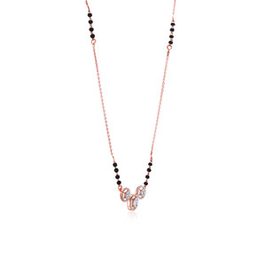 Collier pour femme plaqué or rose avec diamants, style minimaliste, perles noires, à porter au quotidien - Product Image 2