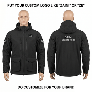 Veste Softshell en Polyester Premium ZAINI 220g pour Hommes, Automne, à Capuche, Coupe-Vent, Respirante, Écologique, Design à Panneaux Noirs, ODM - Product Image 1