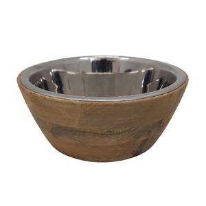 Nouveauté Bol de service rond en acier inoxydable et bois de manguier Finition polonaise Bol à soupe fait main Personnalisé en vrac - Product Image 1