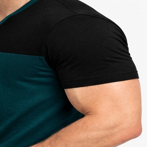 T-shirt pour homme à col en V, color block, confortable, élégant, moderne, durable, doux, respirant, tendance, tissu de qualité supérieure - Product Image 5