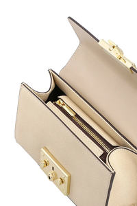 Bolso de Hombro de Cuero con Patrón Saffiano Beige, Bolso Bandolera con Cadena, Bolso de Mano con Solapa para Mujer - Product Image 2