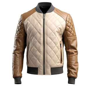 Fashionable Trend High Street Solid Color <b>Men's</b> <b>Leather</b> <b>Jacket</b> Casual Waterproof Breathable Winter Customizable Logo Designer - Product Image 1