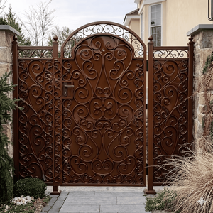 Luxury Wrought Iron Metal Exterior Double Entry High Quality Anti-Theft Durable Modern Fiberglass <b>Swing</b> Outdoor Decoration House - Product Image 3