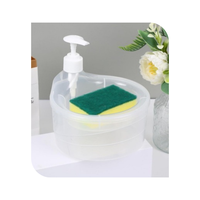 Distributeur manuel de savon à vaisselle et support pour éponge pour évier de cuisine, comptoir de salle de bain, conteneur de liquide avec porte-éponge, argenté