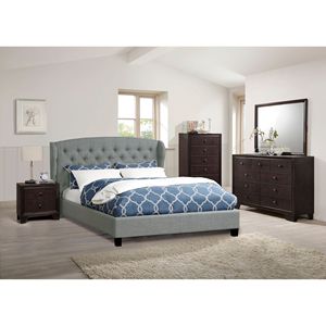 Modern Brown Rubberwood Bedroom Nightstand with <b>Drawers</b> Bed <b>Side</b> <b>Table</b> - Product Image 5
