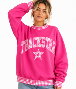 Sudadera Premium de Cuello Alto para Mujer con Apliques de Letras Personalizados, Ajuste Holgado y Contraste de Puntos de Polka, Fabricante - Product Image 5