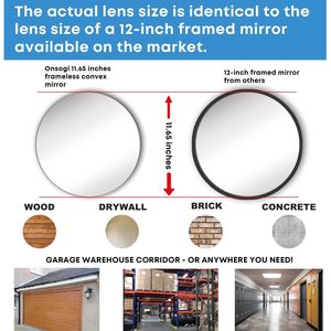 Specchio Convesso Senza Cornice da 11,65 Pollici, Spessore 1,8mm, in Acrilico, Angolo Ampio Regolabile, Specchio di Sicurezza per Interni, Garage e Parcheggio - Product Image 6