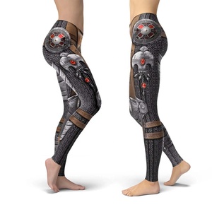 Leggings de yoga pour femmes, design personnalisé, spandex/polyester, extensibles dans quatre directions, antibactériens, avec cordon de serrage, pour l'entraînement - Product Image 3