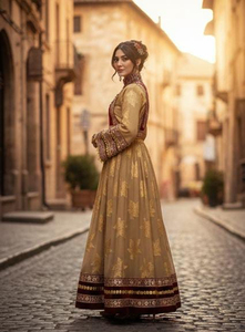 ชุดเดรสอัฟกันคูชีขายส่ง คุณภาพดีที่สุด ผ้าปักลายสวยงาม ดีไซน์แบบปะติดปะต่อ ความยาวระดับพื้น ลายธรรมชาติ - Product Image 3