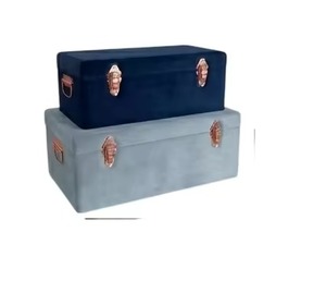 Luxury Emerald Green Velvet <b>Storage</b> <b>Trunk</b> <b>Box</b> Set Decorative Metal Chest <b>Storage</b> Organizer <b>Box</b> with Rose Gold Locks <b>Trunk</b> <b>Box</b> - Product Image 3