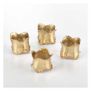 Imperial Gold Tone Designer Metal Napkin Ring Set Elegant Polished Finish Eco-Friendly Durable Stocked for Luxury <b>Party</b> <b>Table</b> - Product Image 1