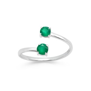 Rhaya Jewels Women Bohemia Style Trendy Elegant Engagement <b>Rhodium</b> Plated 925 Sterling Silver Prong Set Cut Dual Cabochon <b>Ring</b> - Product Image 1