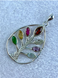 Elegante colgante de árbol de la vida con múltiples piedras preciosas - Joyería hecha a mano para unisex, joyería fina al por mayor - Product Image 2